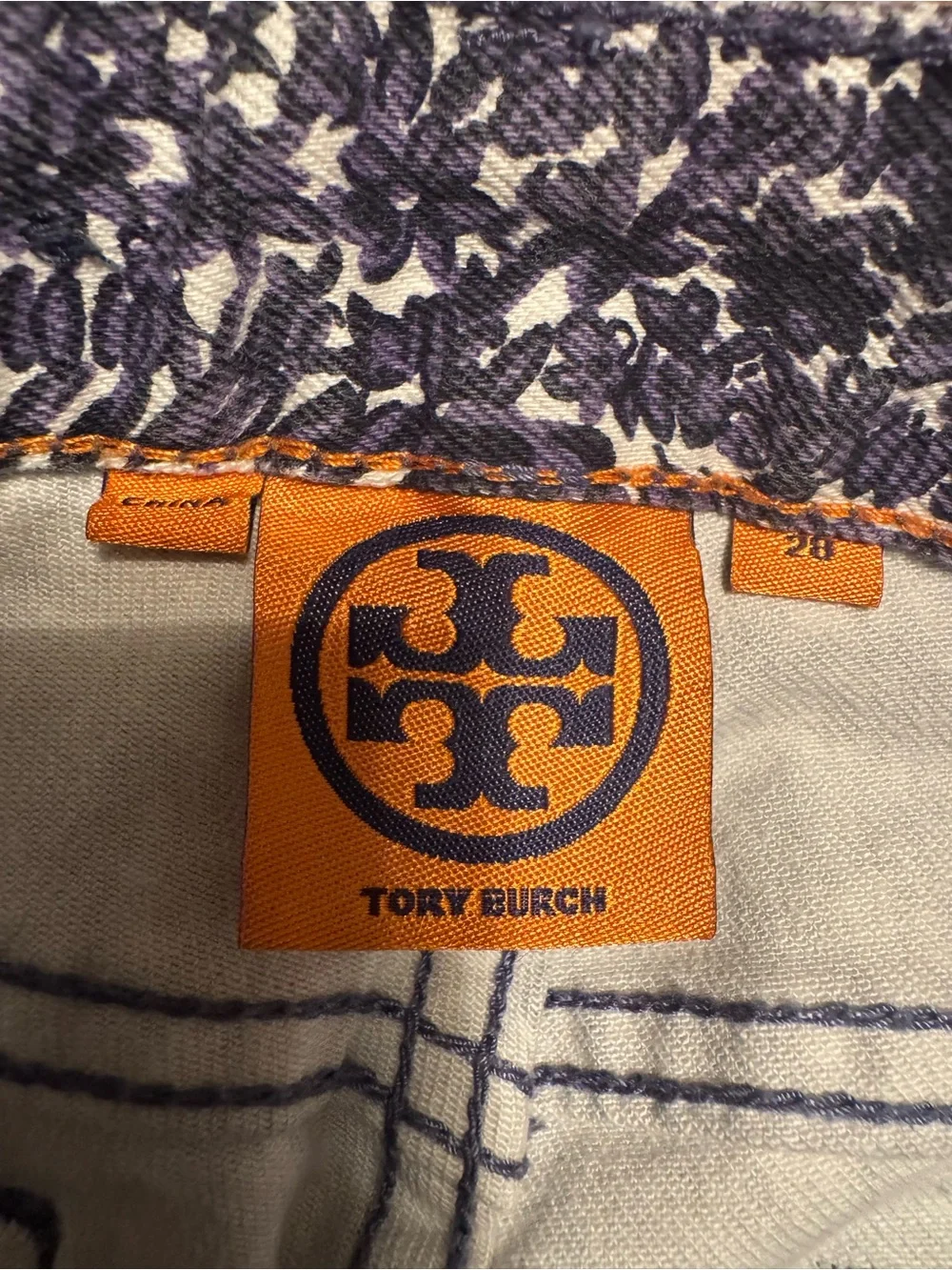 Tory Burch purple and White Patterned Skinny Jeans